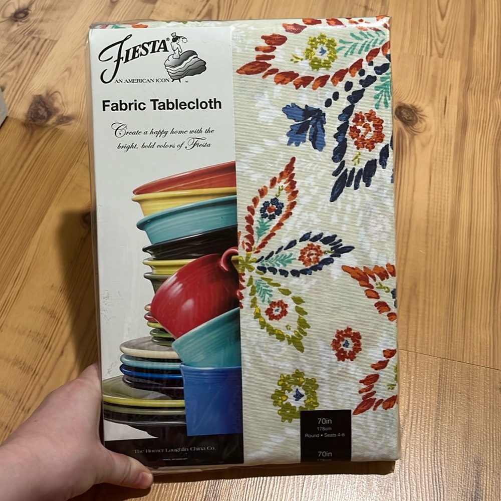 Fiesta fabric tablecloth 70” NWT